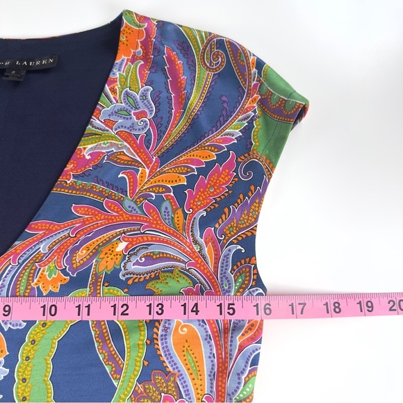 Ralph Lauren Black Label Size 2 Multicolor Paisley 100% Silk Jersey Sheath Dress - Picture 9 of 13